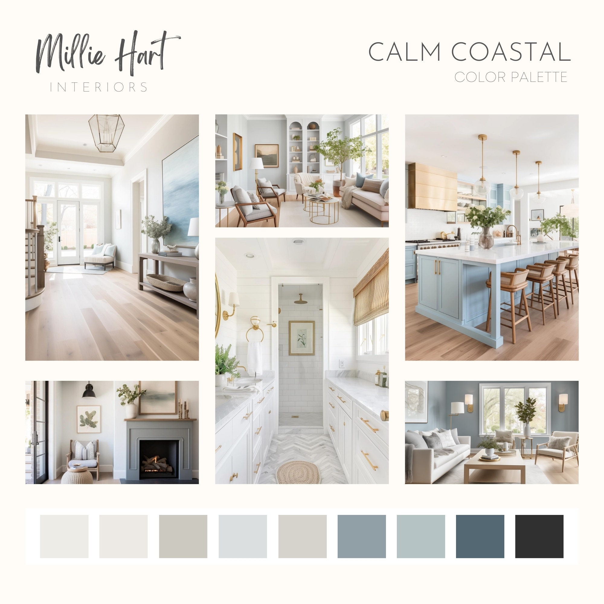 Calm Coastal Benjamin Moore Paint Palette, Modern Neutral Interior ...