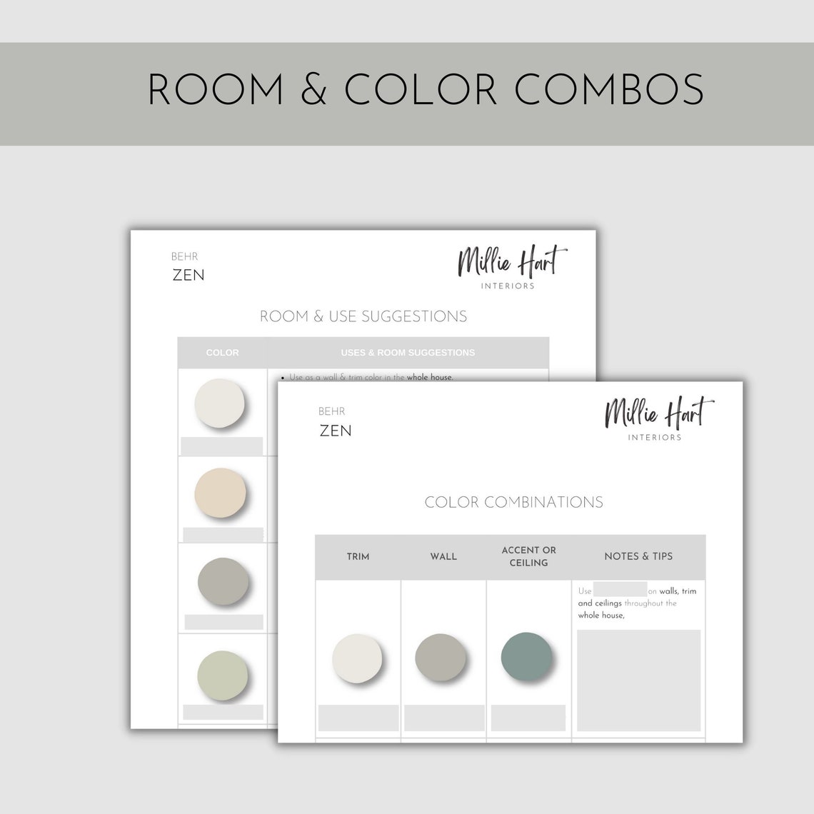 Zen Behr Paint Palette Interior Paint Colors for Home Etsy