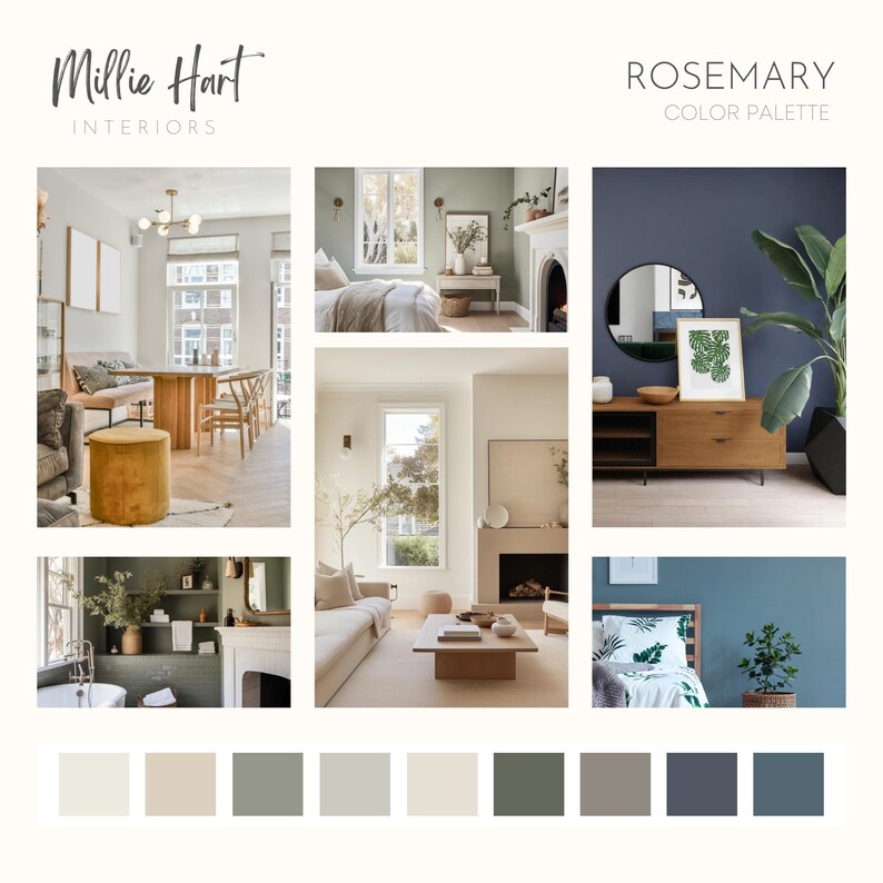 Rosemary Sherwin Williams Paint Palette, Interior Paint Colors for Home, Interior Design Paint