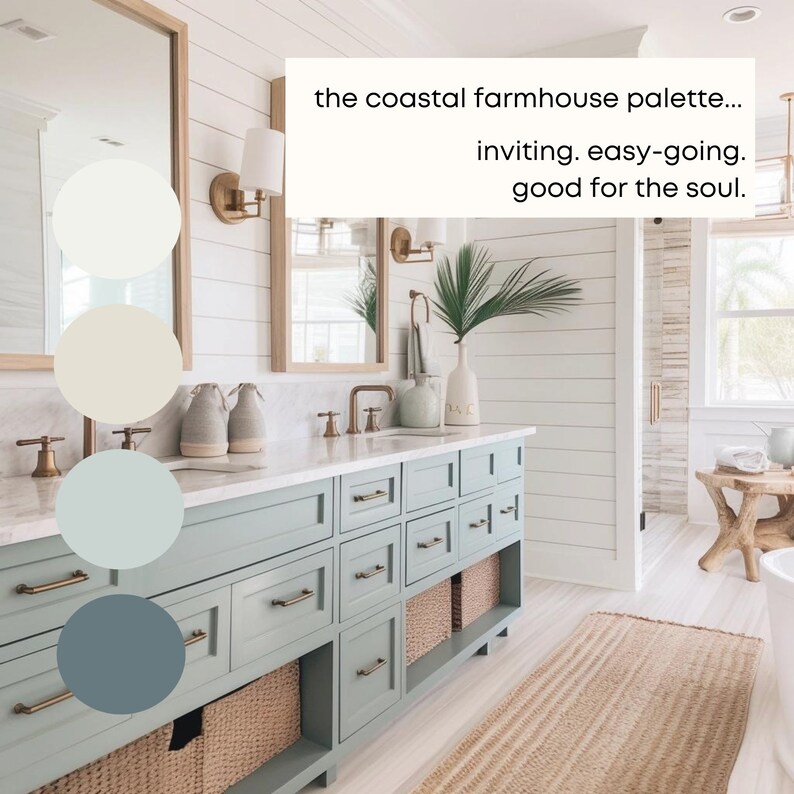 Coastal Farmhouse Sherwin Williams Paint Palette, Modern Neutral Calm