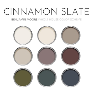 Cinnamon Slate Benjamin Moore Paint Palette, Neutral Interior Paint Colors for Home, Earthy Moody Neutrals, Rustic Colors