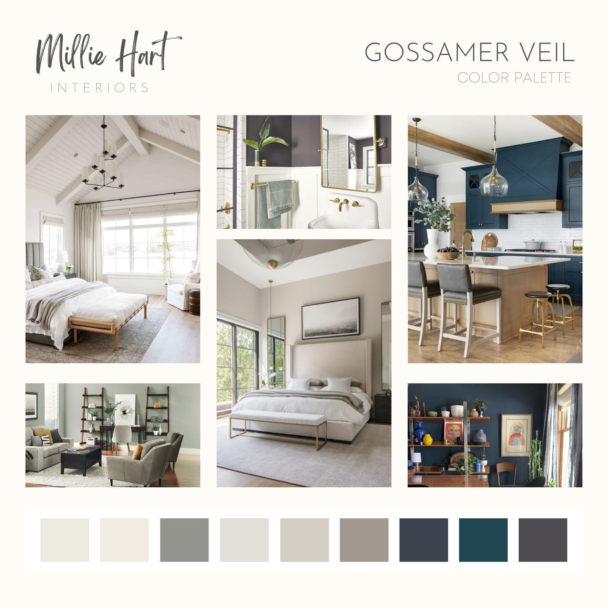 Gossamer Veil Sherwin Williams Paint Palette, Modern Neutral Interior ...