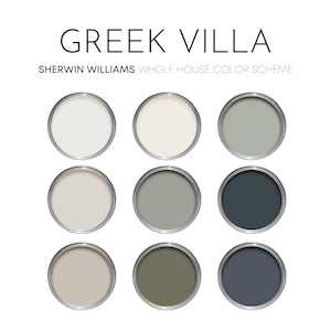 Greek Villa Sherwin Williams Paint Palette, Neutral Lake House Interior Paint Colors for Home, Cabin Paint Colors, Modern Neutrals
