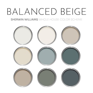 Balanced Beige Sherwin Williams Paint Palette, Warm Neutrals - Interior Paint Colors for Home, Balanced Beige Compliments, Front Door Colors