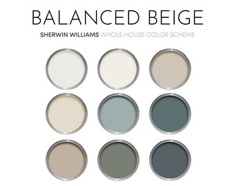 Balanced Beige Sherwin Williams Paint Palette, Warm Neutrals - Interior Paint Colors for Home, Balanced Beige Compliments, Front Door Colors