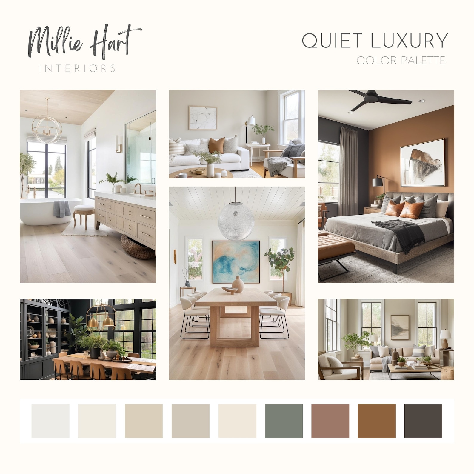 Quiet Luxury Sherwin Williams Paint Palette, Paint Colors for Home, Modern Neutrals, Color ...