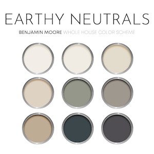 Earthy Neutrals Benjamin Moore Paint Palette, Paint Colors for Home, Modern Neutrals, Color Scheme, Maritime White