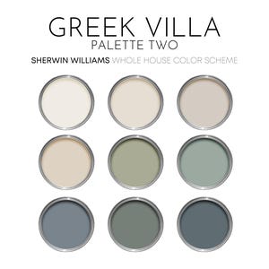 Greek Villa - Palette Two Sherwin Williams Paint Palette, Neutral Interior Paint Colors for Home, Modern Neutrals, Coastal Colors
