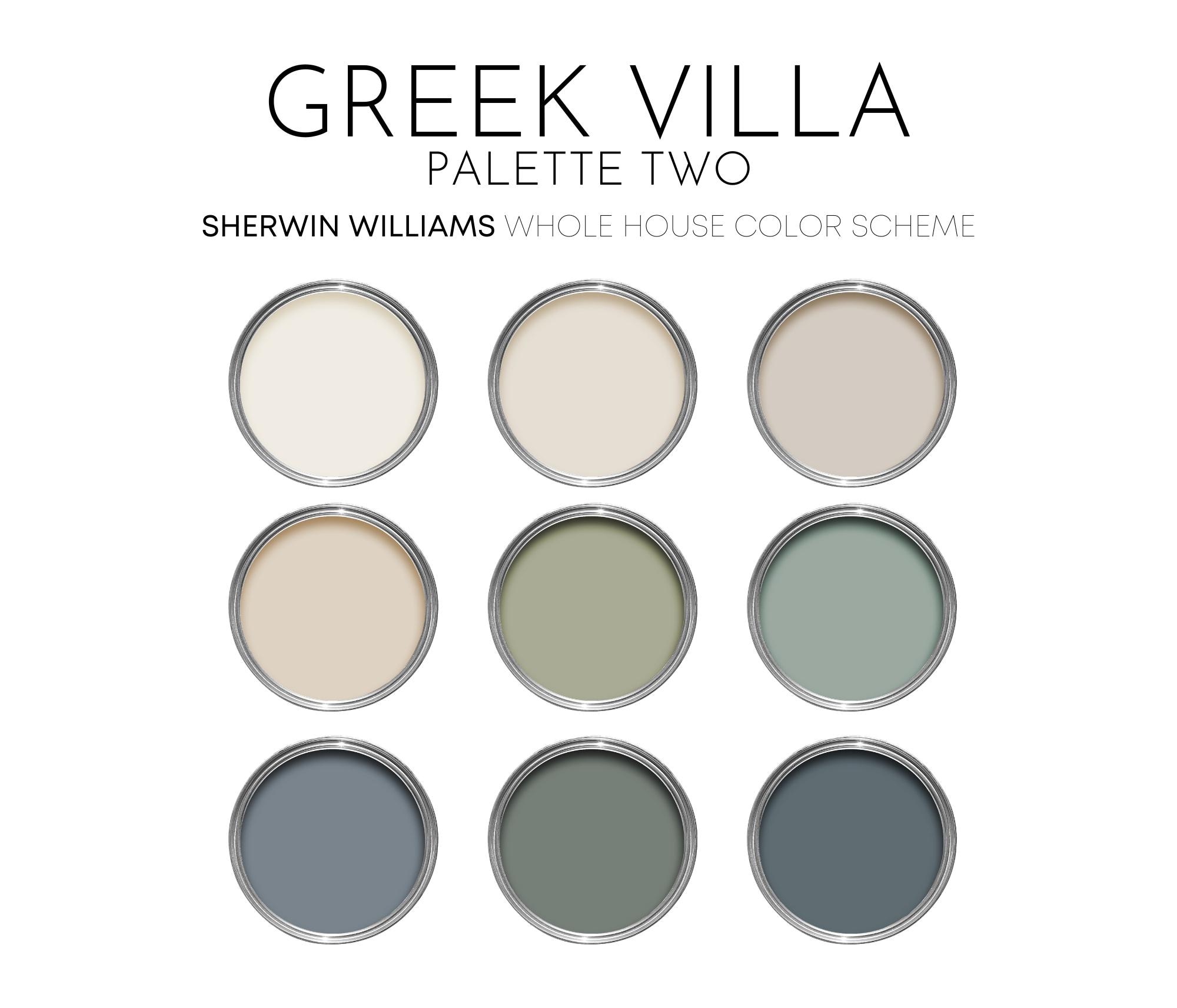 Greek Villa - Palette Two Sherwin Williams Paint Palette, Neutral Interior Paint Colors for Home, Modern Neutrals, Coastal Colors