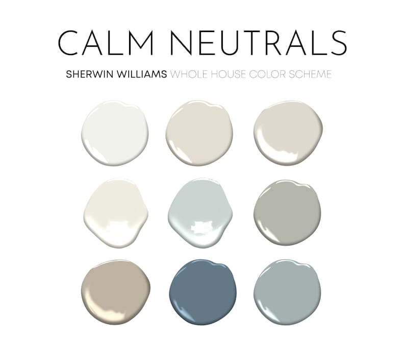 Calm Neutrals Sherwin Williams Paint Palette Modern Neutral Etsy
