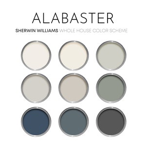 Alabaster Sherwin Williams Paint Palette - Modern Farmhouse Interior Paint Colors for Home - Coordinating Interior Design Paint Scheme