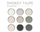 Smokey Taupe Benjamin Moore Paint Palette - Soft Neutral Paint Colors for Home, Interior Design Paint Scheme, Wrought Iron