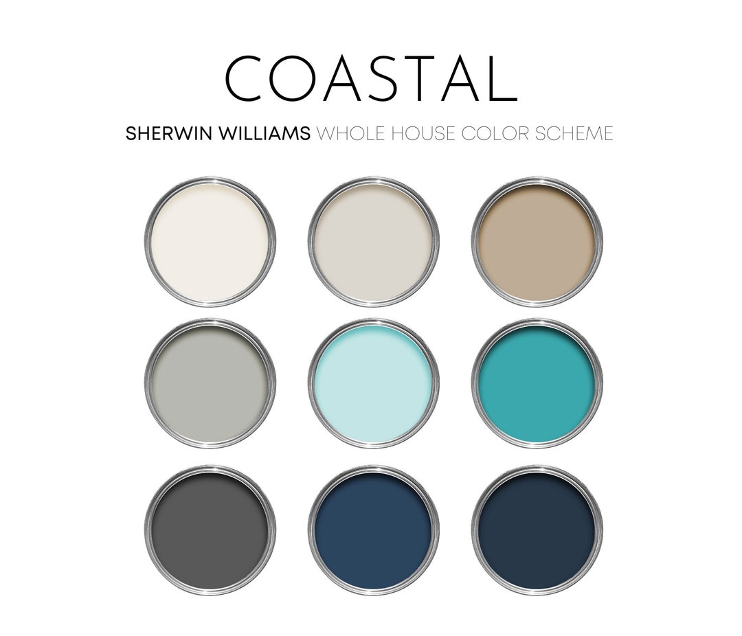 Coastal Sherwin Williams Paint Palette, Modern Coastal Colors, Bright ...