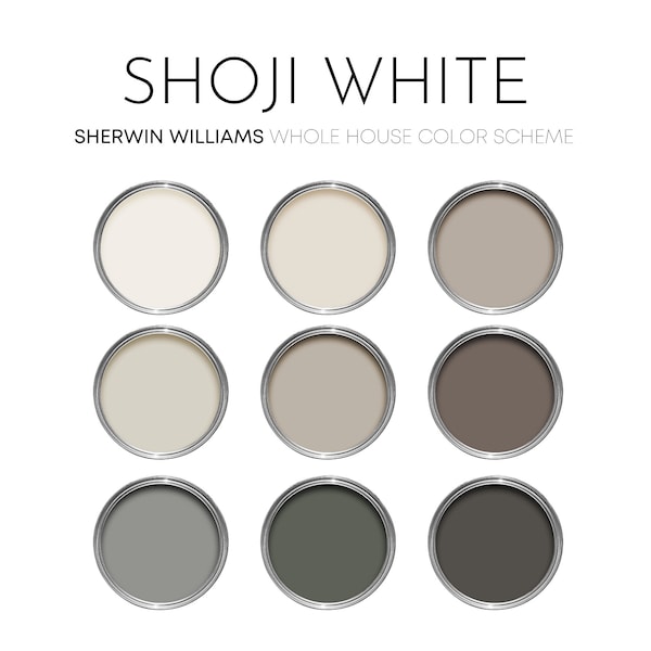 Shoji White Sherwin Williams Paint Palette, Color of the Year, Best Selling Neutrals, Interior Design Color Scheme, Perfect Greige