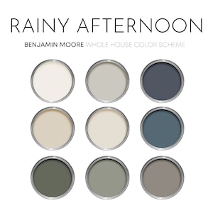 Rainy Afternoon Benjamin Moore Paint Palette, Interior Paint Colors for Home, Interior Design Paint Scheme,  Front Door Colors, Hale Navy
