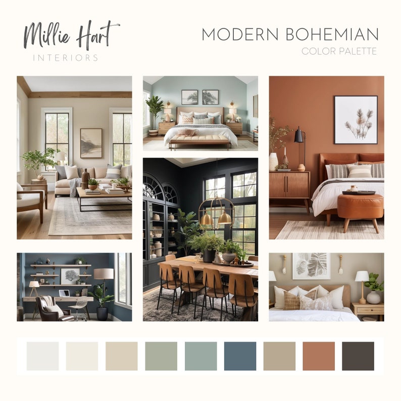 Modern Bohemian Benjamin Moore Paint Palette, Interior Paint Colors for ...