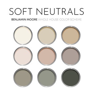 Soft Neutrals Benjamin Moore Paint Palette, Modern Neutrals, Earthy Neutral Color Scheme, Whole House, Clay Beige