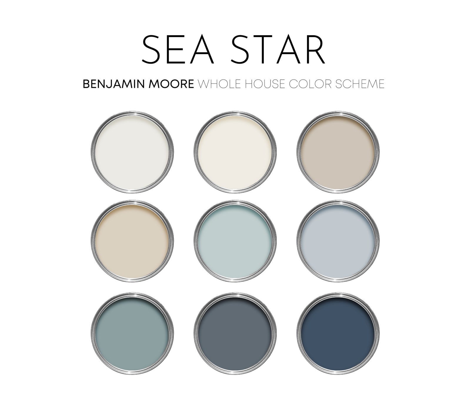 Sea Star Benjamin Moore Paint Palette Calm Coastal Interior Paint