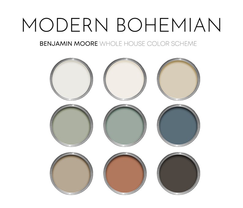 Modern Bohemian Benjamin Moore Paint Palette, Interior Paint Colors for ...