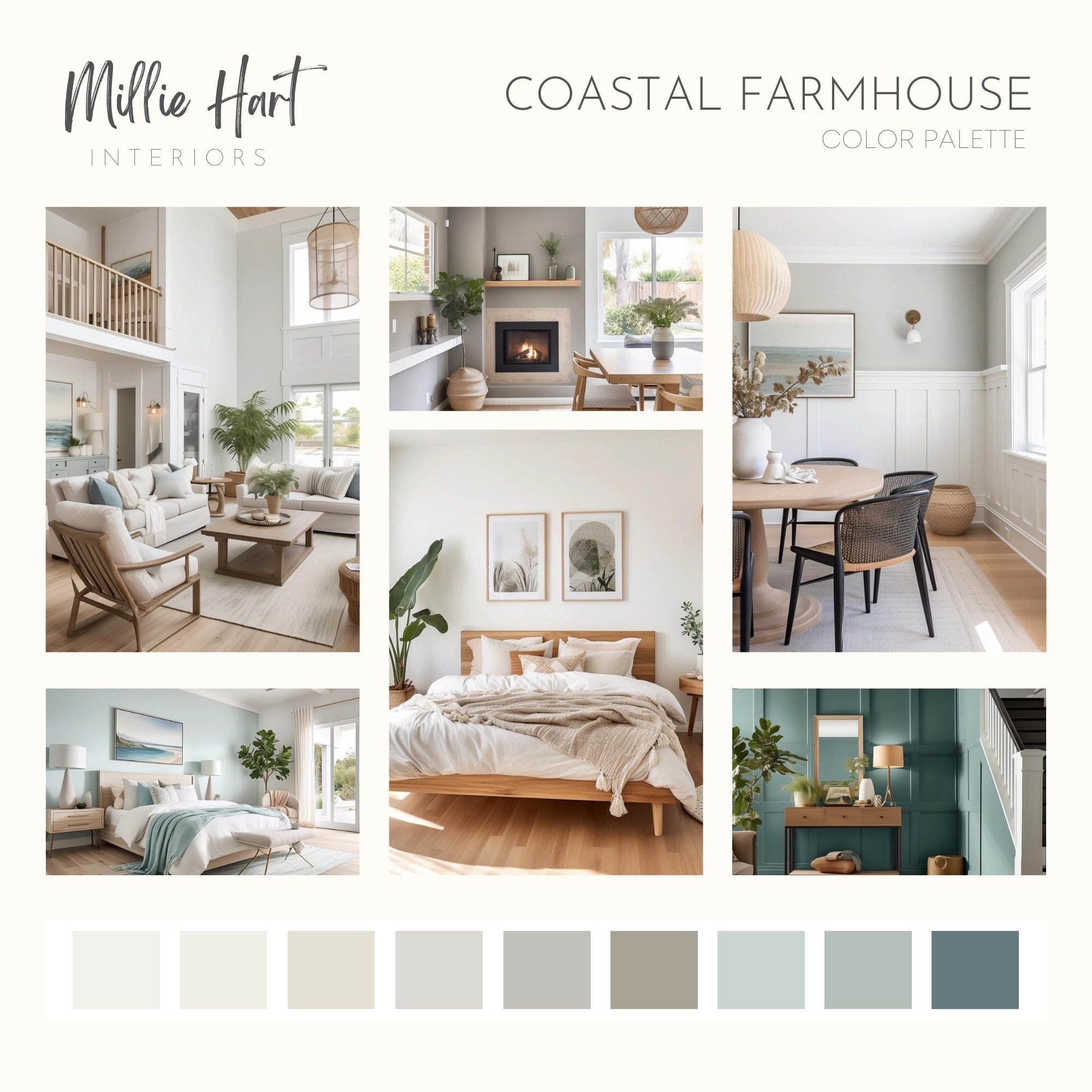 Coastal Farmhouse Benjamin Moore Paint Palette, Modern Neutral Calm ...