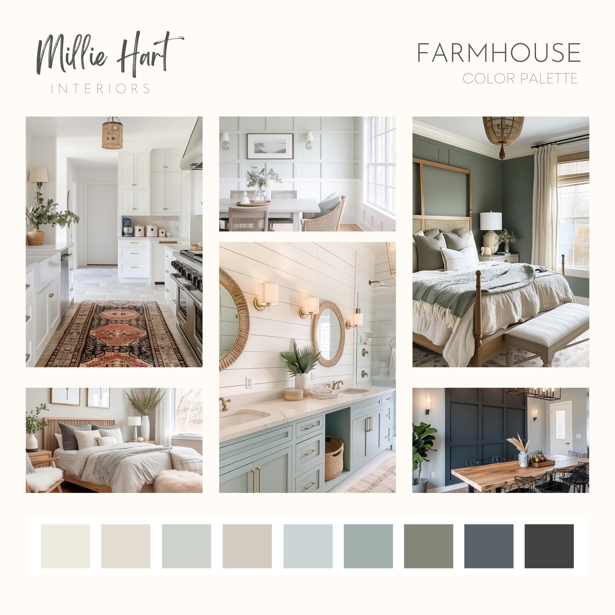Farmhouse Benjamin Moore Paint Palette, Timeless Neutral Interior ...