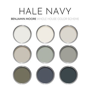 Hale Navy Benjamin Moore Paint Palette, Neutral Lake House Interior Paint Colors for Home, Cabin Paint Colors, Modern Neutrals, White Heron
