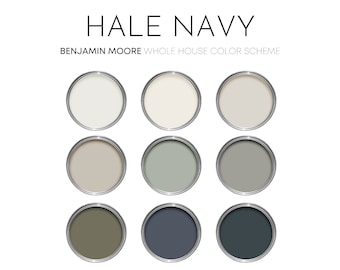 Hale Navy Benjamin Moore Paint Palette, Neutral Lake House Interior Paint Colors for Home, Cabin Paint Colors, Modern Neutrals, White Heron