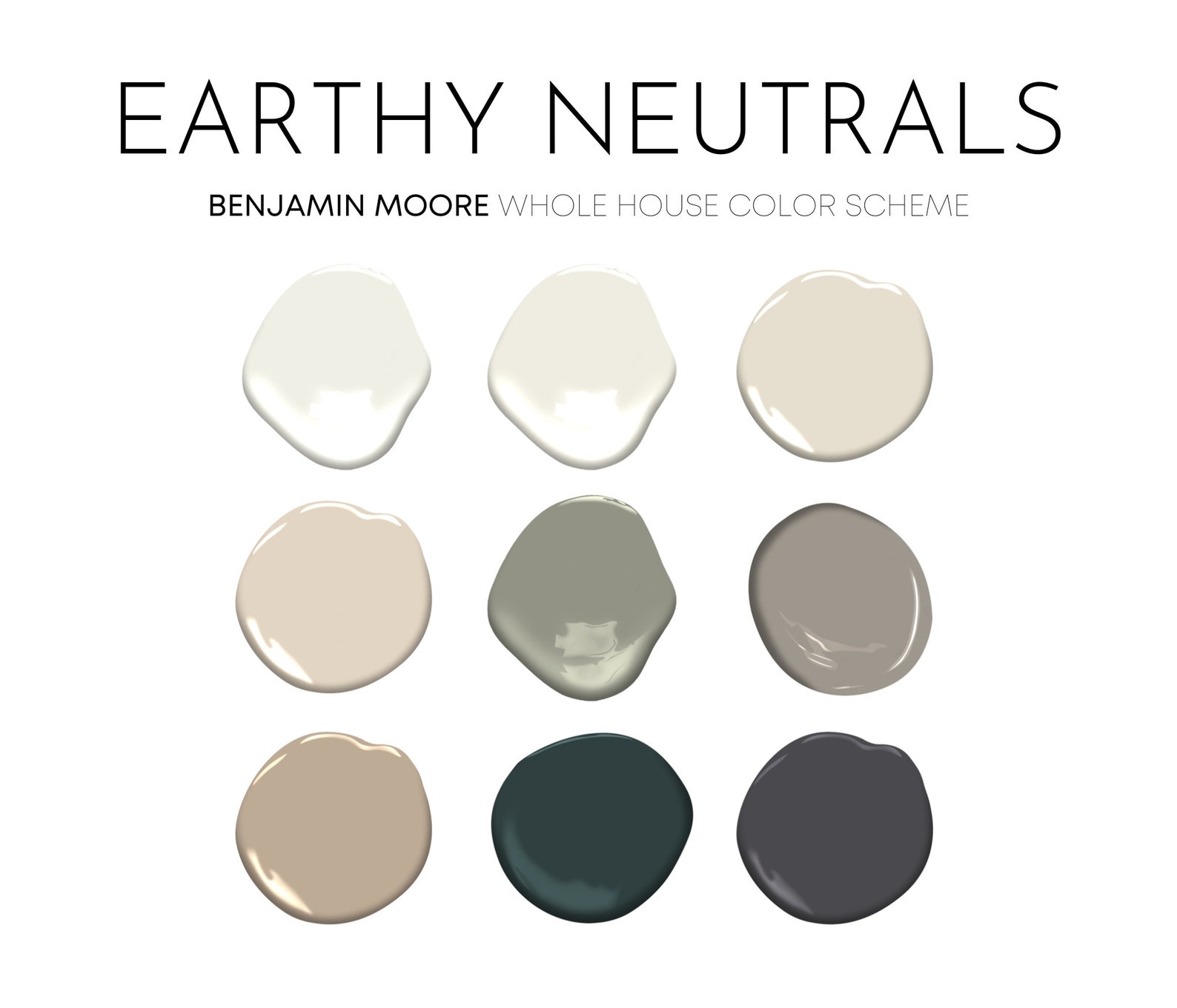 Earthy Neutrals Benjamin Moore Paint Palette Paint Colors for Etsy