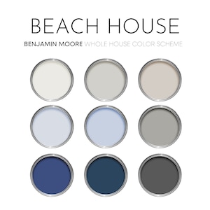 Beach House Benjamin Moore verfpalet, kustinterieurverfkleuren voor thuis, strandneutrale kleuren, platinagrijs