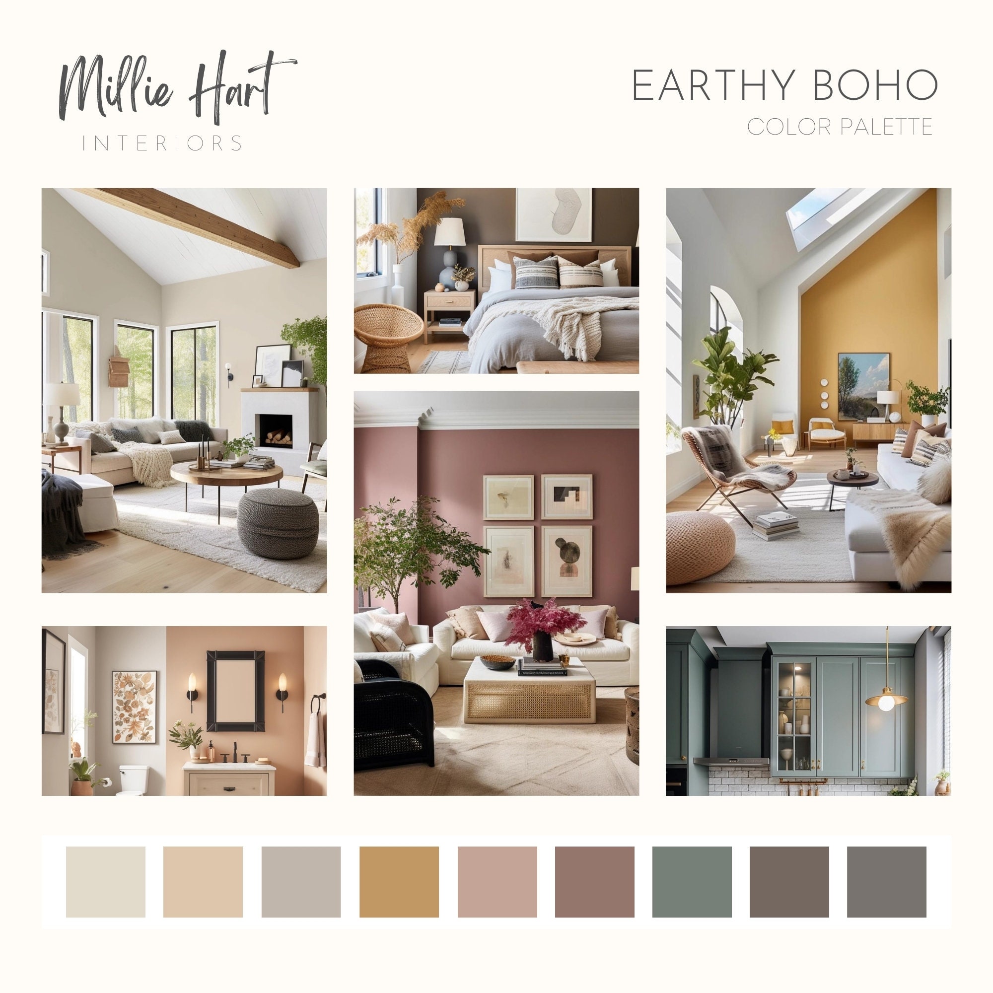Earthy Boho Benjamin Moore Paint Palette, Interior Paint Colors for ...