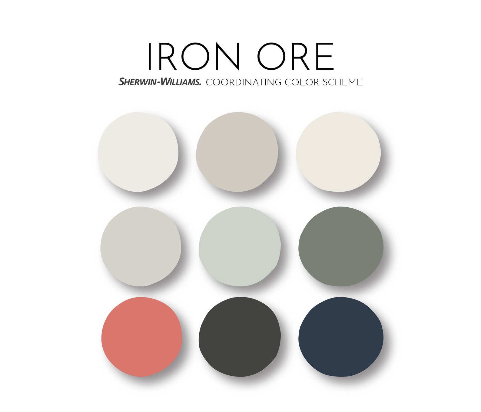 Iron Ore Sherwin Williams Paint Palette Modern Interior Etsy