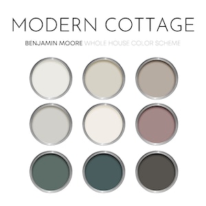 Modern Cottage Benjamin Moore Paint Palette - Modern Neutral Interior Paint Colors for Home, Cottage Color Palette, Iron Mountain