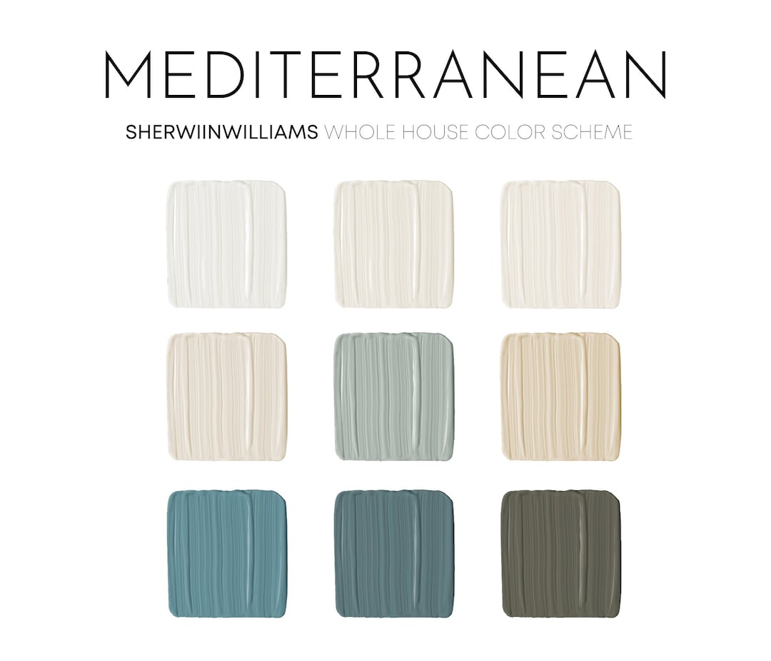 Mediterranean Sherwin Williams Color Palette Interior Paint - Etsy