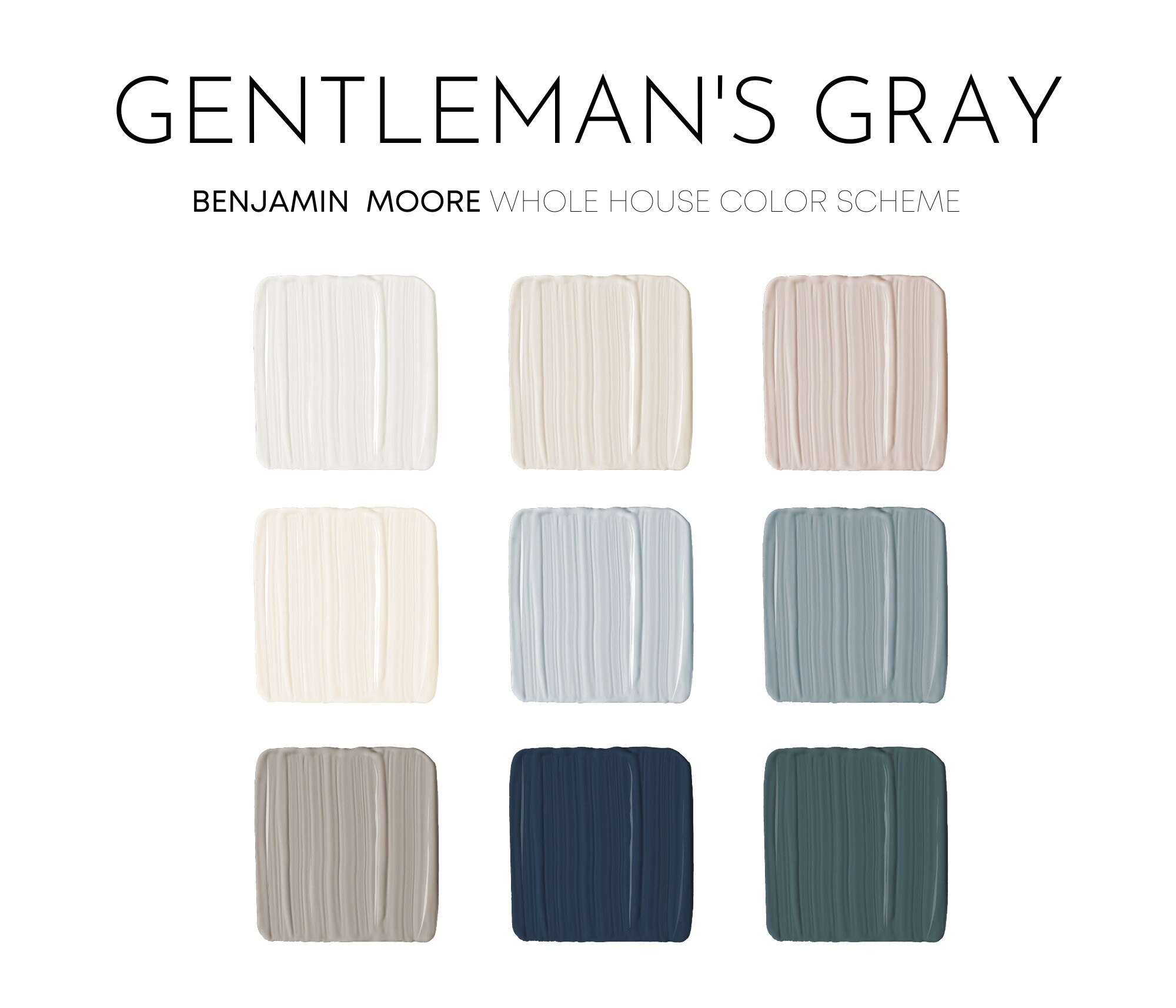 Gentleman's Gray Benjamin Moore Paint Palette Modern Etsy