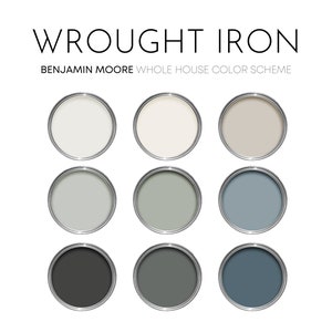 Wrought Iron Benjamin Moore Paint Palette, Lake House Color Scheme, Coastal Paint Colors, Wrought Iron Compliments, Best Selling, Apparition