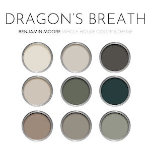 Dragon&#39;s Breath Benjamin Moore Paint Palette, Warm Neutrals Color Palette, Whole House Modern Neutral, Apparition