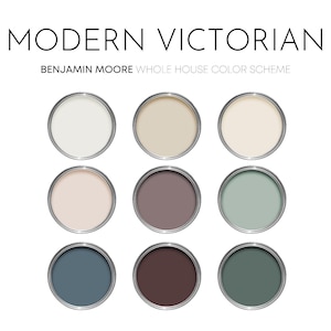 Modern Victorian Benjamin Moore Paint Palette, Modern Victorian, Cottage Interior Paint Colors for Home, Color Scheme, Cinnamon Slate
