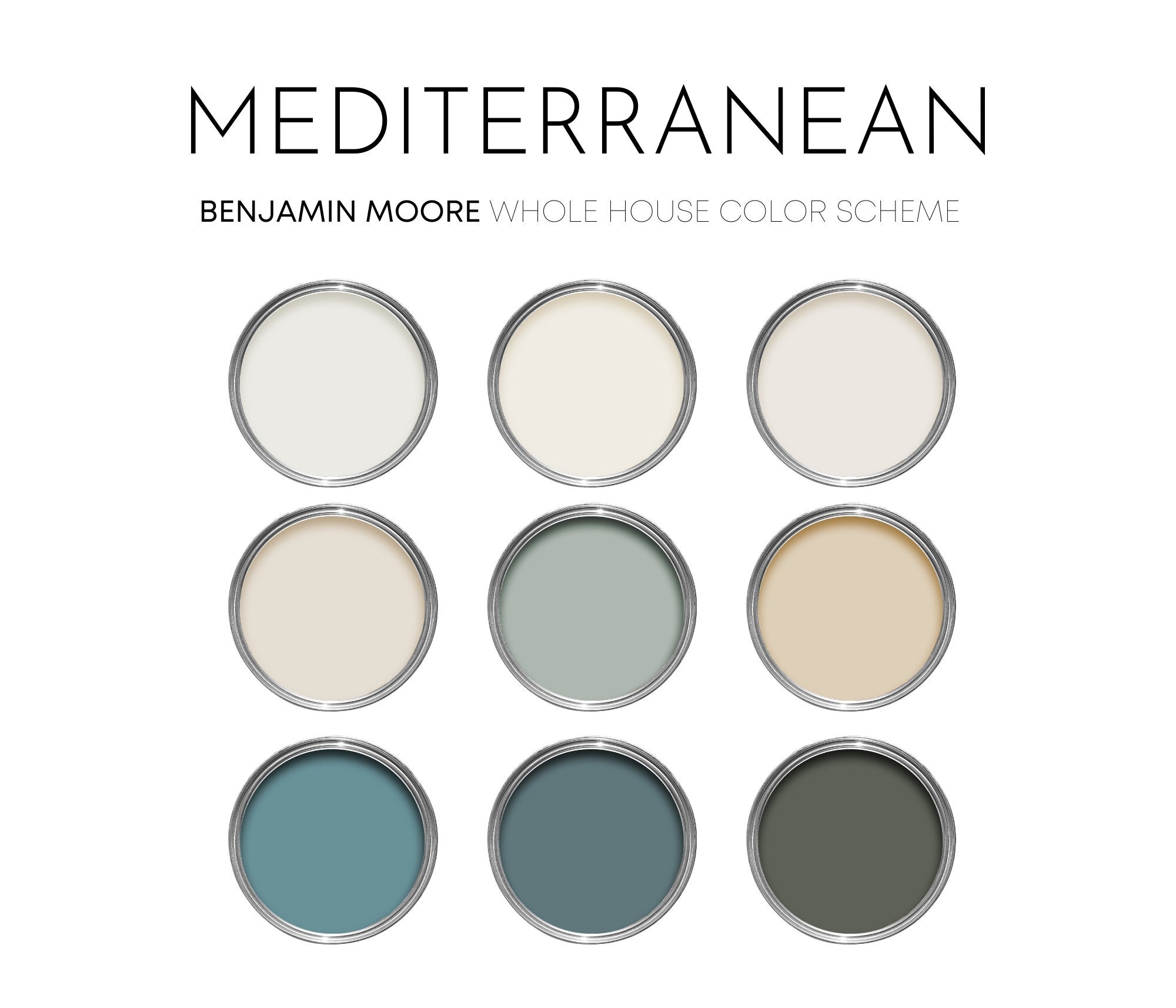 Mediterranean Benjamin Moore Color Palette, Interior Paint Palette