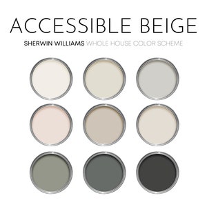 Accessible Beige Sherwin Williams Paint Palette - Modern Neutral Paint Colors for Home, Interior Design Paint Scheme, Iron Ore