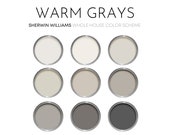 Warm Grays Sherwin Williams Paint Palette - Interior Paint Colors for Home - Prepackaged Interior Design Paint Scheme
