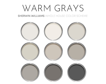 Warm Grays Sherwin Williams Paint Palette - Interior Paint Colors for Home - Prepackaged Interior Design Paint Scheme