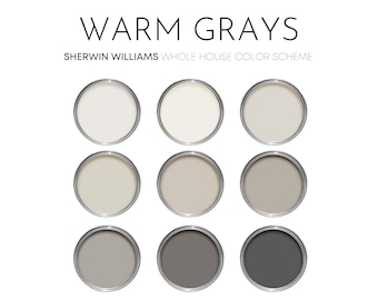 Warm Grays Sherwin Williams Paint Palette - Colori per interni per la casa - Schema di verniciatura per interni preconfezionato