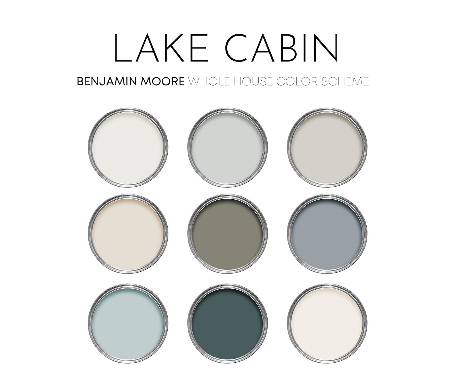 Lake Cabin Benjamin Moore Color Palette 2023, Calm Coastal Interior