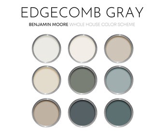 Paleta de pintura Edgecomb Gray Benjamin Moore, neutros cálidos: colores de pintura para interiores para el hogar, complementos de Edgecomb Grey, colores de puertas de entrada