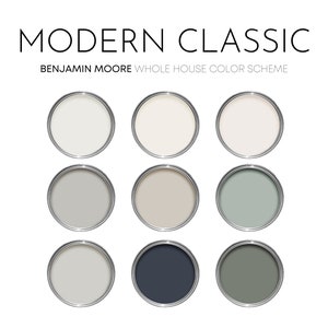 Modern Classic Benjamin Moore Paint Palette, Modern Neutral Interior Paint Colors for Home, Whole House Palette, Smoke Embers