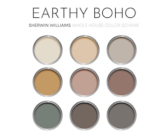 Earthy Boho Sherwin Williams Paint Palette - Interior Paint Colors for Home - Interior Design Paint Scheme, Boho Color Scheme, Neutral