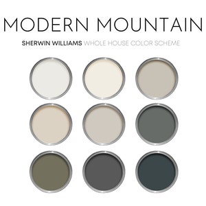 Modern Mountain Sherwin Williams Paint Palette - Modern Neutral Interior Paint Colors for Home - Coordinating Interior Design Color Palette
