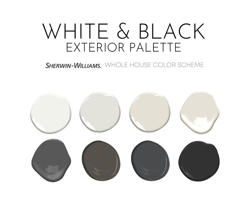 White and Black Exterior Sherwin Williams Paint Palette, Modern