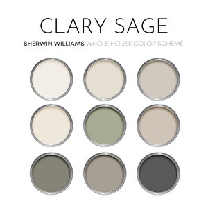 Clary Sage Sherwin Williams Paint Palette, Color of the Year, Best Selling Neutrals, Interior Design Color Scheme, Accessible Beige