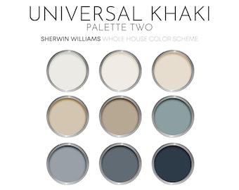 Universal Khaki - Palette Two Sherwin Williams Paint Palette, Neutral Interior Paint Colors for Home, Modern Warm Neutrals, Coastal Colors